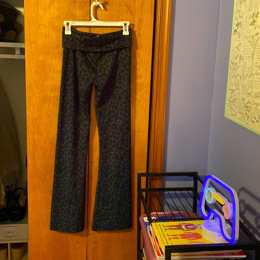 New Victoria’s Secret bootcut leopard yoga pants. Shown from back to see V logo